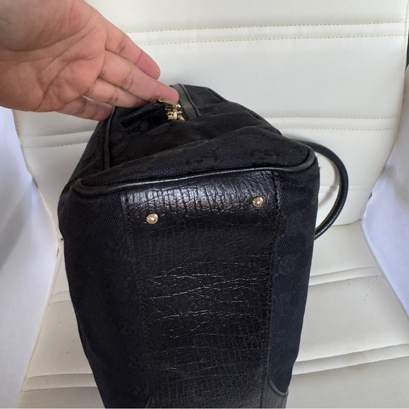 Gucci Black Horsebit GG web Canvas Boston  Bag - Picture 10 of 14
